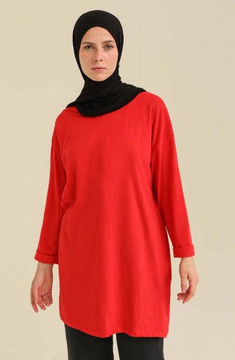 Basic Sade Tunik 2407-08 Kırmızı