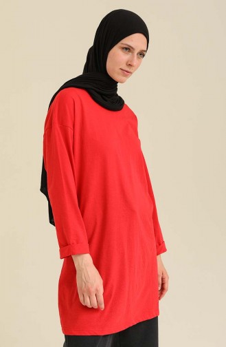 Basic Sade Tunik 2407-08 Kırmızı