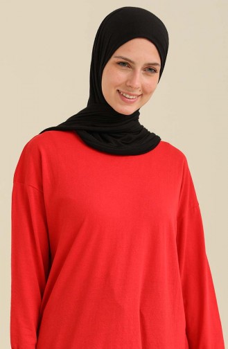 Basic Sade Tunik 2407-08 Kırmızı