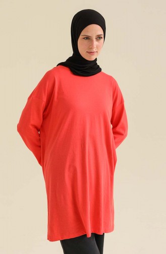 Basic Sade Tunik 2407-09 Nar Çiçeği