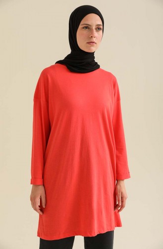 Basic Sade Tunik 2407-09 Nar Çiçeği