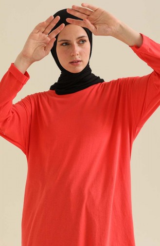 Basic Sade Tunik 2407-09 Nar Çiçeği