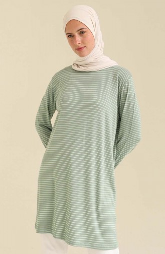 Çizgili Tunik 2408-04 Mint Yeşili