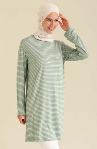 Çizgili Tunik 2408-04 Mint Yeşili