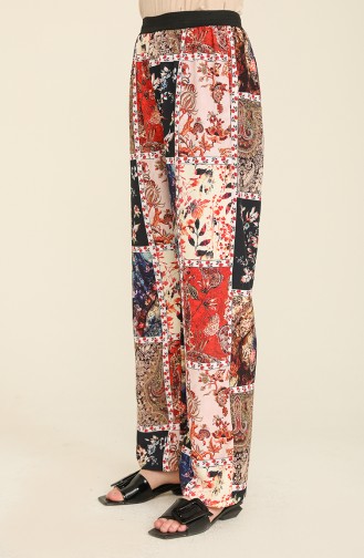 Crepe Printed Trousers 6570-01 Claret Red 6570-01
