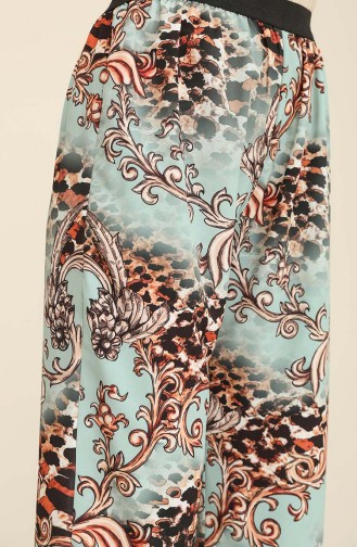 Crepe Printed Trousers 6571-01 Mint Green 6571-01