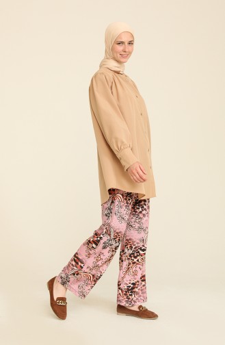 Crepe Printed Trousers 6572-01 Powder 6572-01