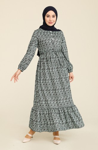 Robe a Motifs 3803-02 Vert Menthe 3803-02