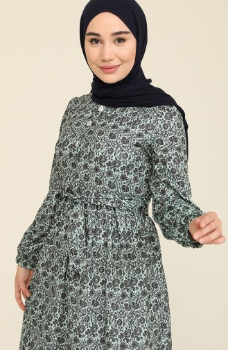 Robe a Motifs 3803-02 Vert Menthe 3803-02