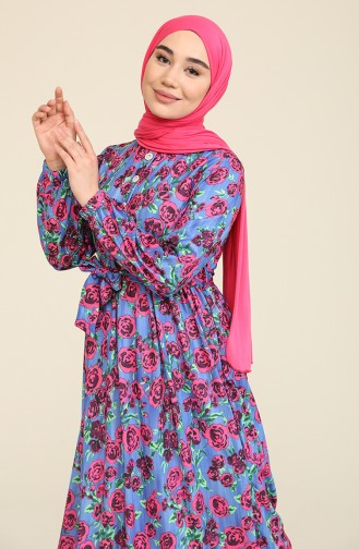 Saks-Blau Hijab Kleider 3803B-03