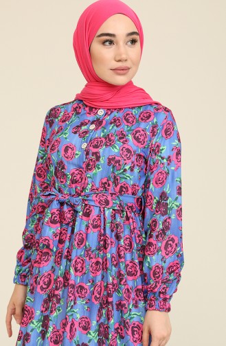Saks-Blau Hijab Kleider 3803B-03