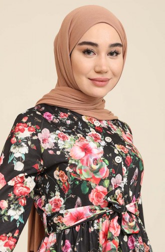 Schwarz Hijab Kleider 3803G-01