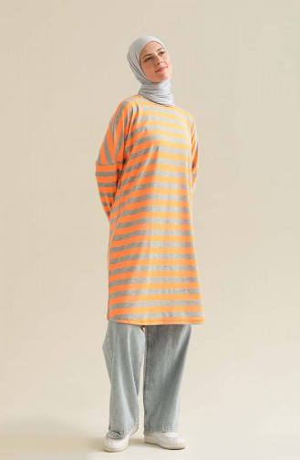 Tunique à Rayures 8498A-01 Gris Orange 8498A-01