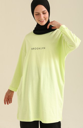 Baskılı Basic Tunik 2406-07 Fıstık Yeşili