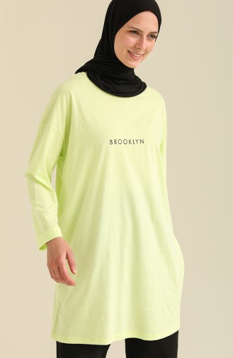 Baskılı Basic Tunik 2406-07 Fıstık Yeşili