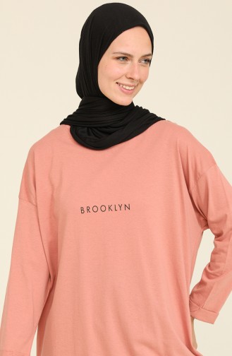 Baskılı Basic Tunik 2406-09 Gül Kurusu