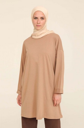 Basic Sade Tunik 2407-05 Sütlü kahve