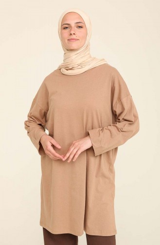 Basic Sade Tunik 2407-05 Sütlü kahve