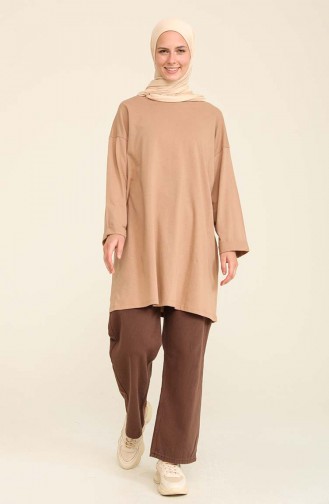 Basic Sade Tunik 2407-05 Sütlü kahve