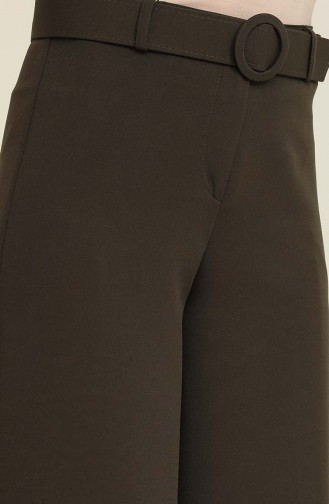 Belted Wide leg Pants 3121-10 Dark Khaki 3121-10