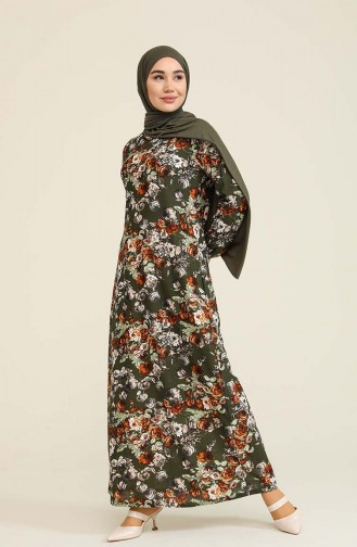 Khaki Hijab Dress 1776-03