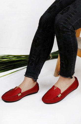 Red Women`s Flats 0198-05