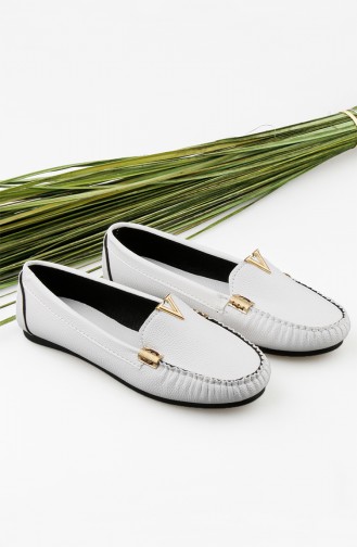 White Women`s Flats 0198-02