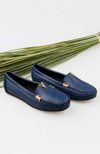 Navy Blue Women`s Flats 0198-03