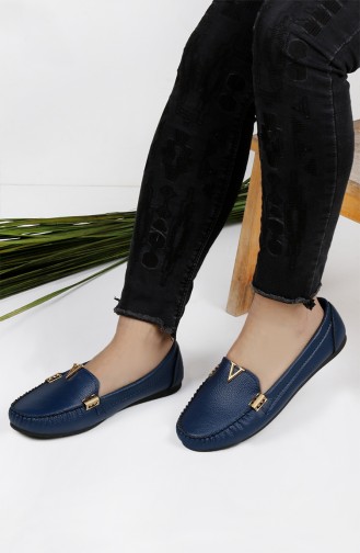 Navy Blue Woman Flat Shoe 0198-03