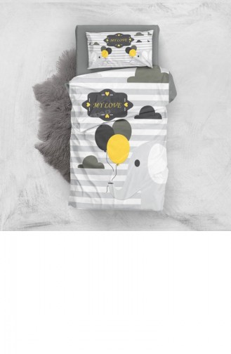 Monohome Gray Love 3D Pamuk Saten Bebek Nevresim Takımı