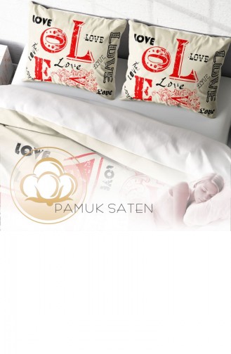 Monohome Love 3D Pamuk Saten Çift Kişilik Nevresim Takımı