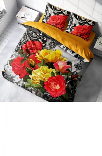 Monohome Rose1006 3D Pamuk Saten Çift Kişilik Nevresim Takımı