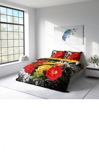 Monohome Rose1006 3D Pamuk Saten Çift Kişilik Nevresim Takımı