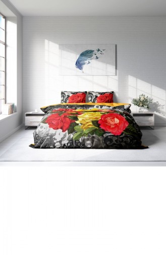 Monohome Rose1006 3D Pamuk Saten Çift Kişilik Nevresim Takımı