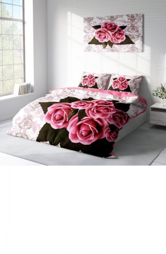 Monohome Rose1008 3D Pamuk Saten Çift Kişilik Nevresim Takımı