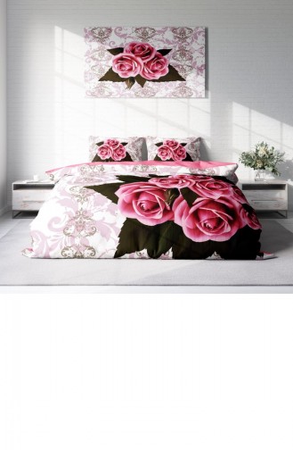 Monohome Rose1008 3D Pamuk Saten Çift Kişilik Nevresim Takımı