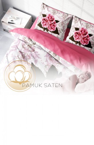 Monohome Rose1008 3D Pamuk Saten Çift Kişilik Nevresim Takımı