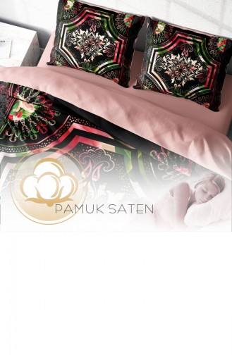 Monohome Rose Pattern 3D Pamuk Saten Çift Kişilik Nevresim Takımı