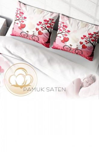 Monohome Sevgililer Günü 3D Çift Kişilik Nevresim Takımı Pink Soft