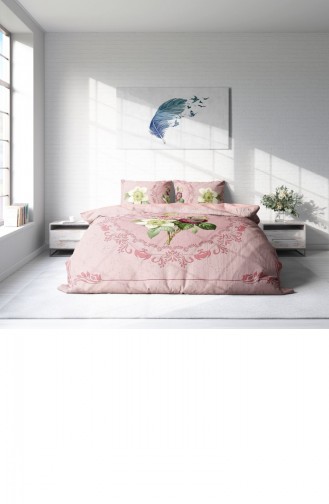 Monohome Damask Rose 3D Pamuk Saten Çift Kişilik Nevresim Takımı