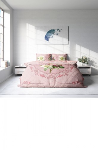 Monohome Damask Rose 3D Pamuk Saten Çift Kişilik Nevresim Takımı