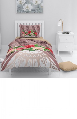 Monohome Brown Roses 3D Pamuk Saten Tek Kişilik Nevresim Takımı