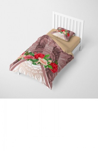 Monohome Brown Roses 3D Pamuk Saten Tek Kişilik Nevresim Takımı