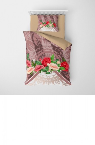 Monohome Brown Roses 3D Pamuk Saten Tek Kişilik Nevresim Takımı
