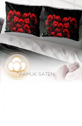 Monohome Red Roses 3D Pamuk Saten Çift Kişilik Nevresim Takımı