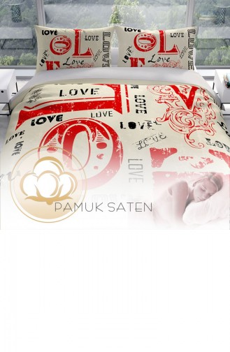 Perlasera Love 3D Pamuk Saten Çift Kişilik Nevresim Seti