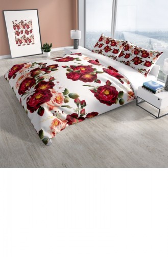 Cattleya Red Rose 3D Pamuk Saten Çift Kişilik Nevresim Takımı