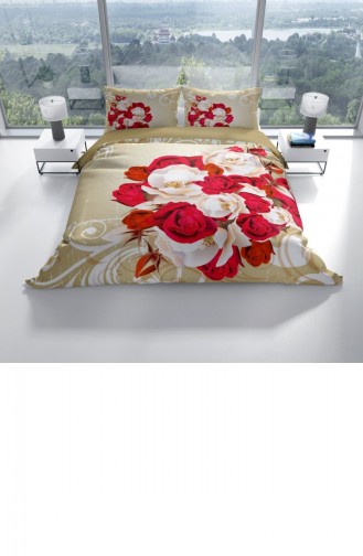 Cattleya Rose1007 3D Pamuk Saten Çift Kişilik Nevresim Takımı