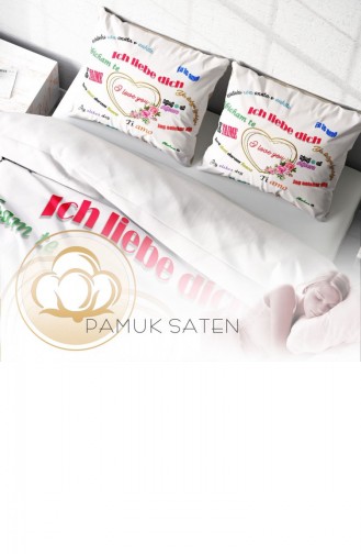Monohome Sevgililer Günü Pamuk Saten Çift Kişilik Nevresim Takımı Her Dilde Aşk
