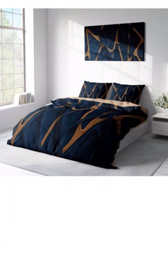 Monohome Blue Brown 3D Pamuk Saten Çift Kişilik Nevresim Takımı